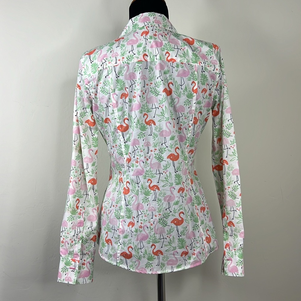 BROOKS BROTHERS Flamingo V-Neck Button Down Shirt 0P - Picture 5 of 7
